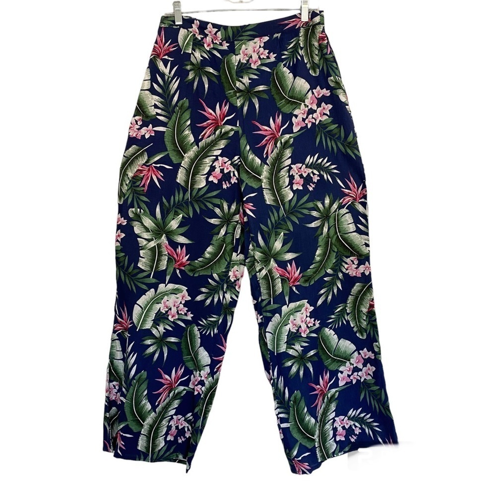 Discovery Tropical Floral Navy Palazzo Pants Size Small